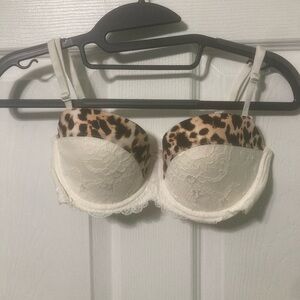 Victoria's Secret Cream Lace and Leopard Print Bra